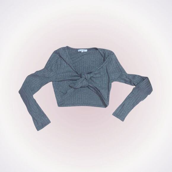 GB fashion London gray tie front cardigan sweater | Sz M - Picture 1 of 4